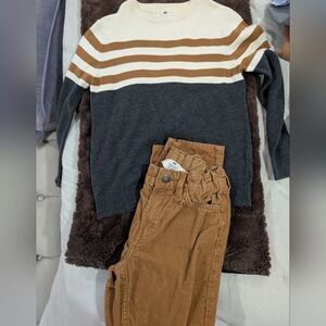 H&M Boys Sweater With Matching Tan Corduroy Pants Size 7